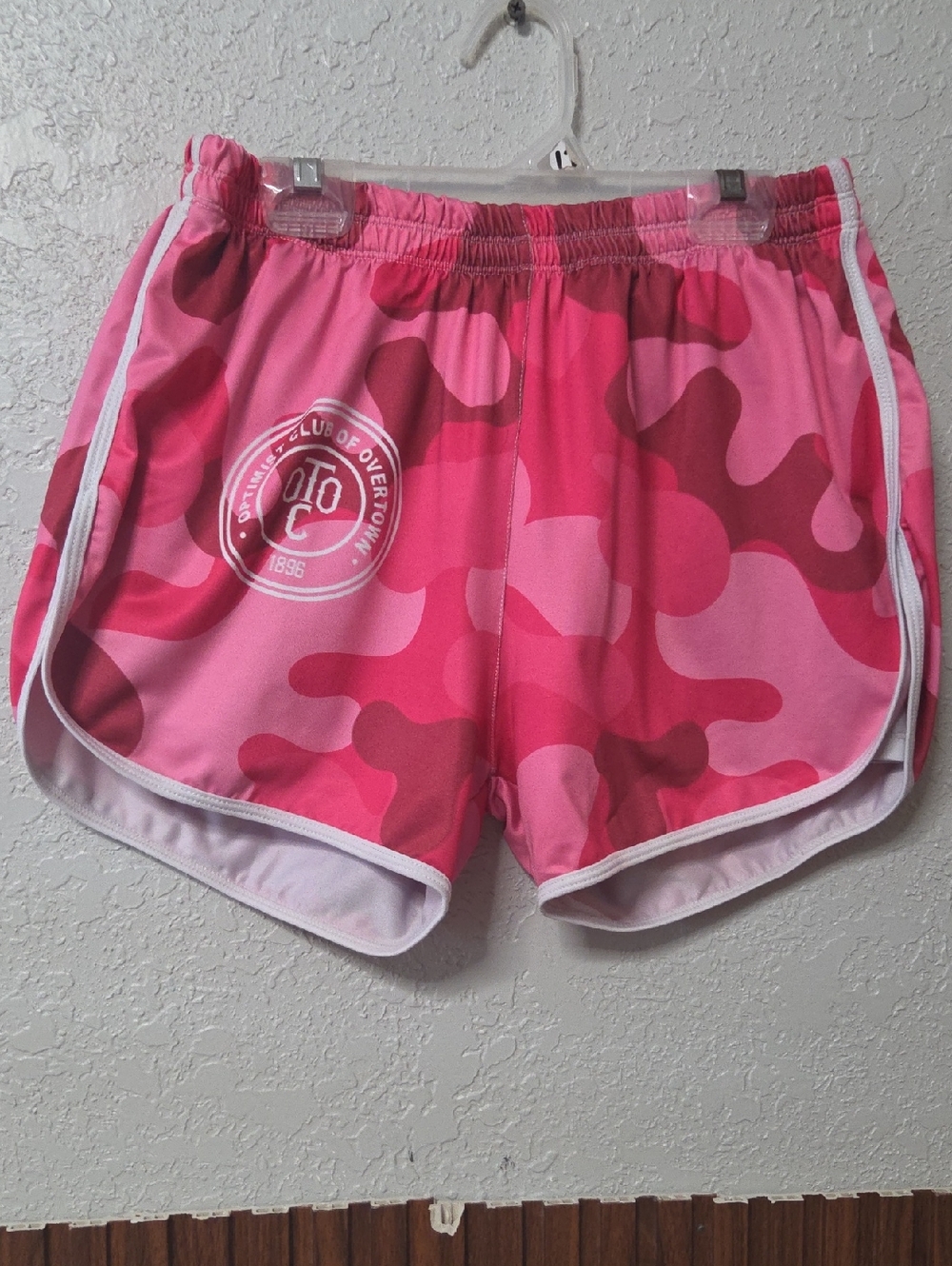 Women's Pink Camo Athletic Shorts with White Trim Romero As Small Sz